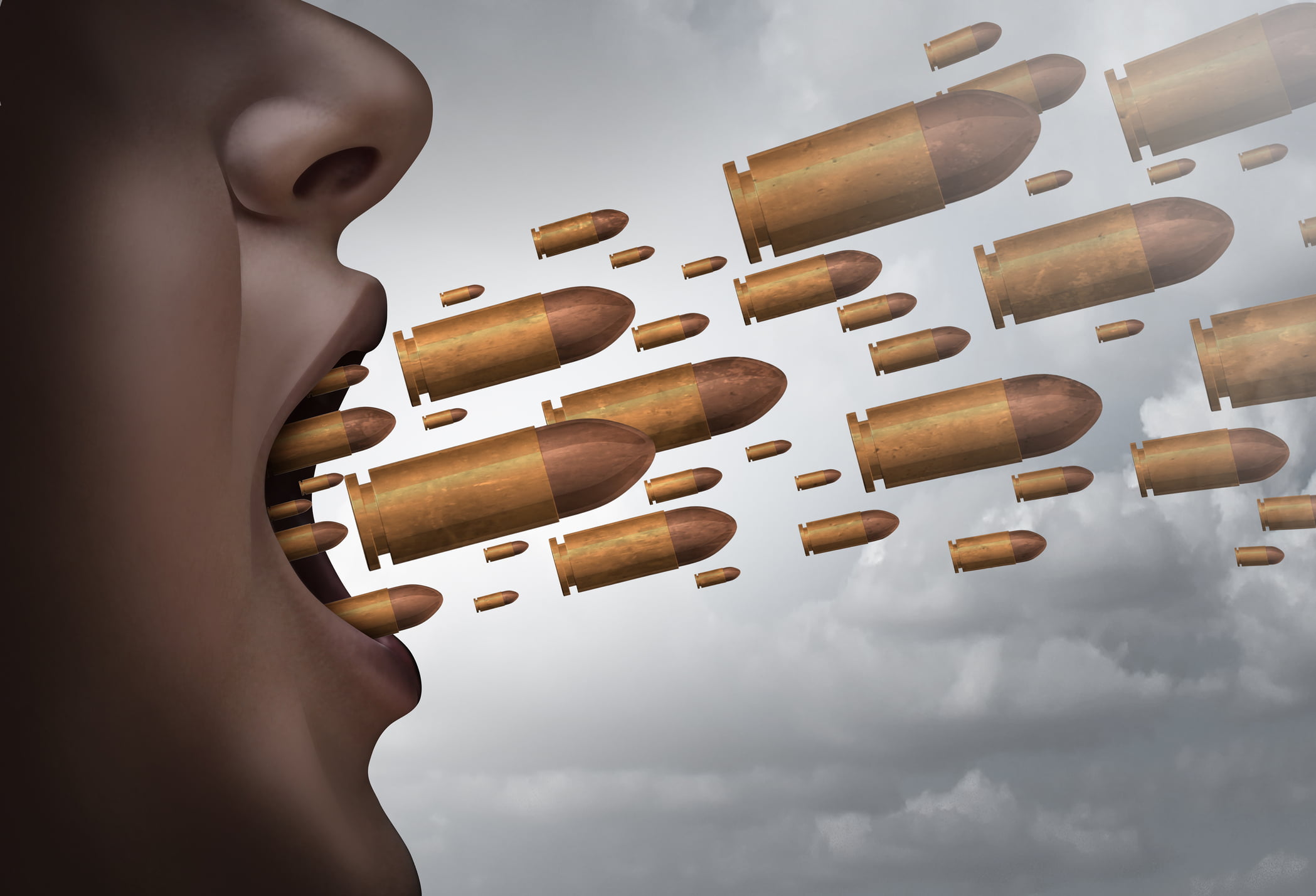 Disturbing the Peace in Vista: California Penal Code Section 415 (PC) 1 An open mouth with bullets flying out illustrating disturbing the peace laws in California